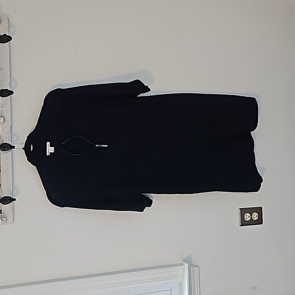 Coldwater Creek Black Zip Front Short Sleeve Cardigan Sweater SZ Large